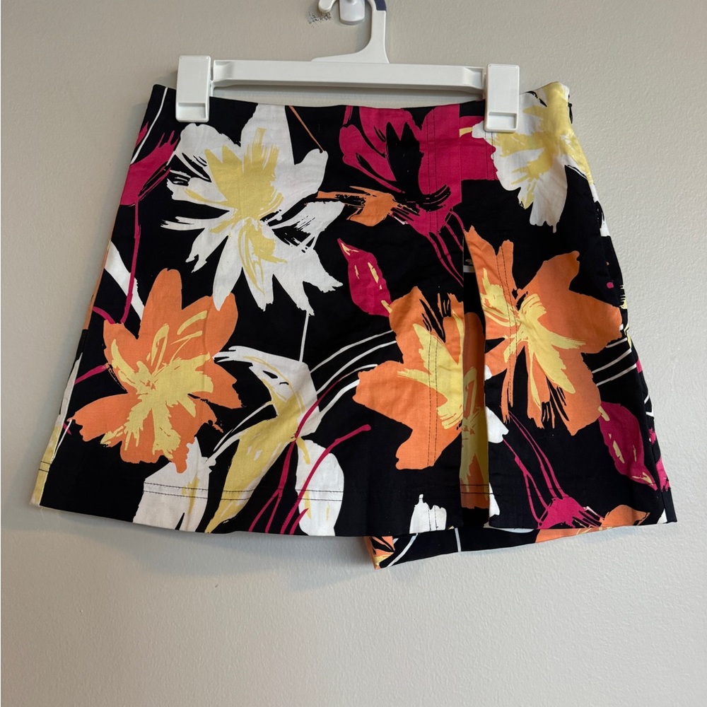 CACHE Vintage Y2K Floral Skort Wrap Front Mini Skirt Shorts Tropical Print 6
